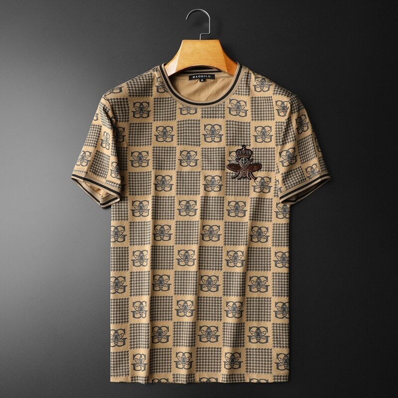 Plaid Animal Printed Men T-Shirt