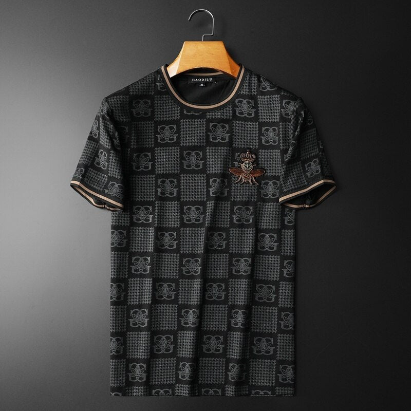 Plaid Animal Printed Men T-Shirt