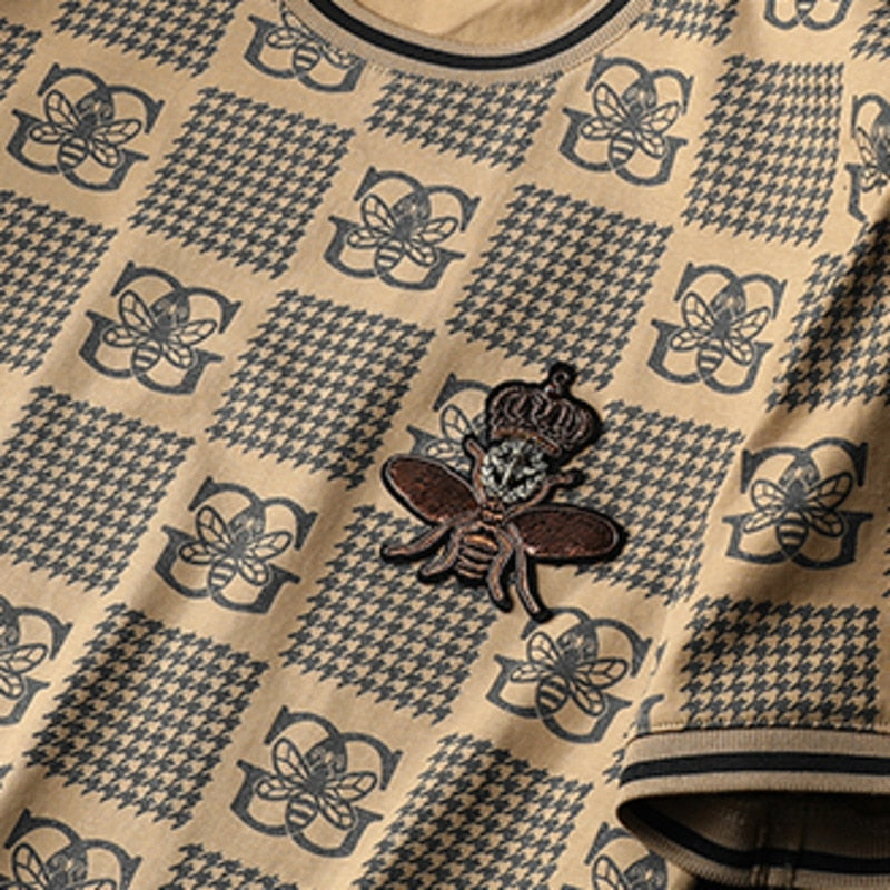 Plaid Animal Printed Men T-Shirt