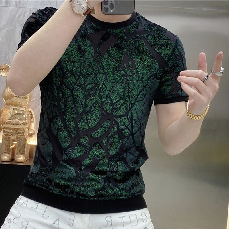 Gold Glitter Shadow Flower T-Shirt