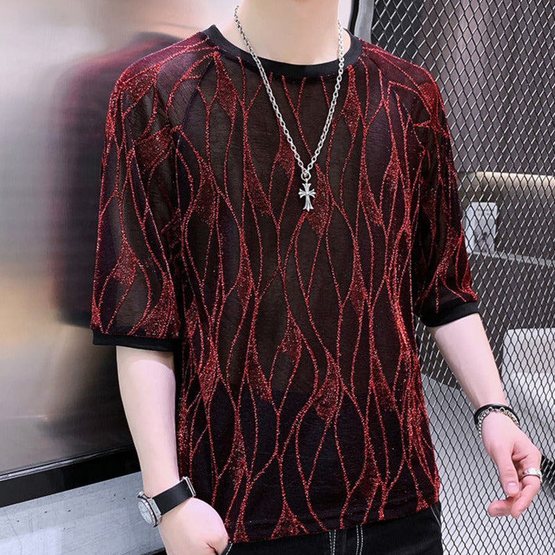 Leaves Vines Half-Sleeved Mesh T-Shirt