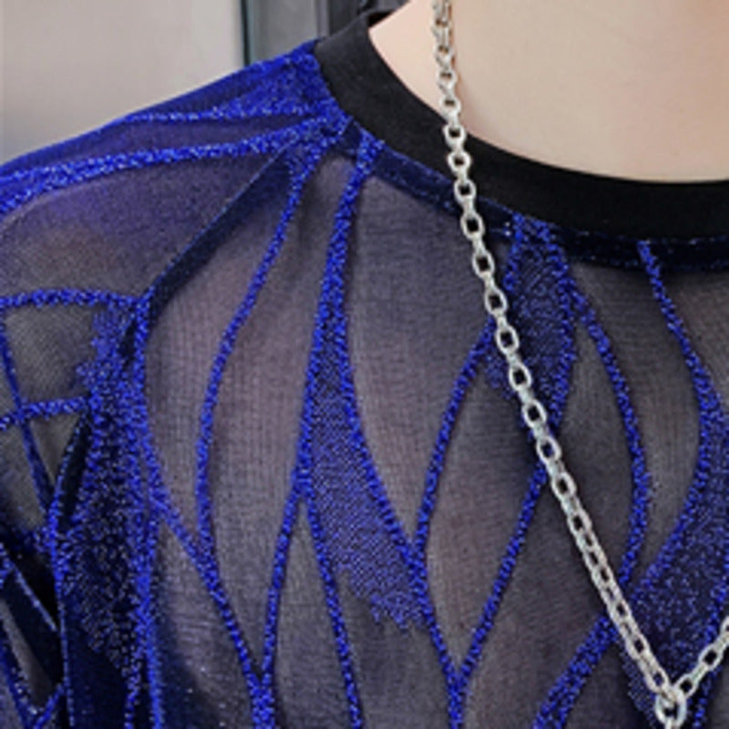 Leaves Vines Half-Sleeved Mesh T-Shirt