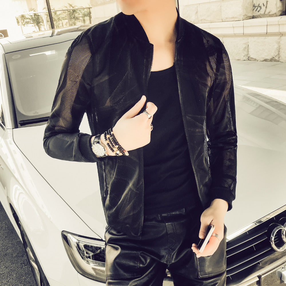 Chalk Scratch Thin Semi Transparent Men Slim Fit Jacket - FanFreakz