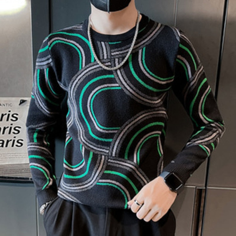 Geometric Colors Stitching Acrylic Sweater