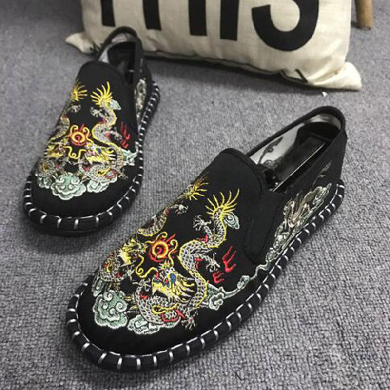 Canvas Vintage Mix Chinese Traditional Style Men Slip On Shoes - FanFreakz