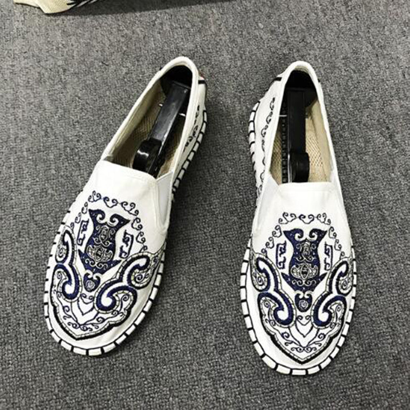 Canvas Vintage Mix Chinese Traditional Style Men Slip On Shoes - FanFreakz