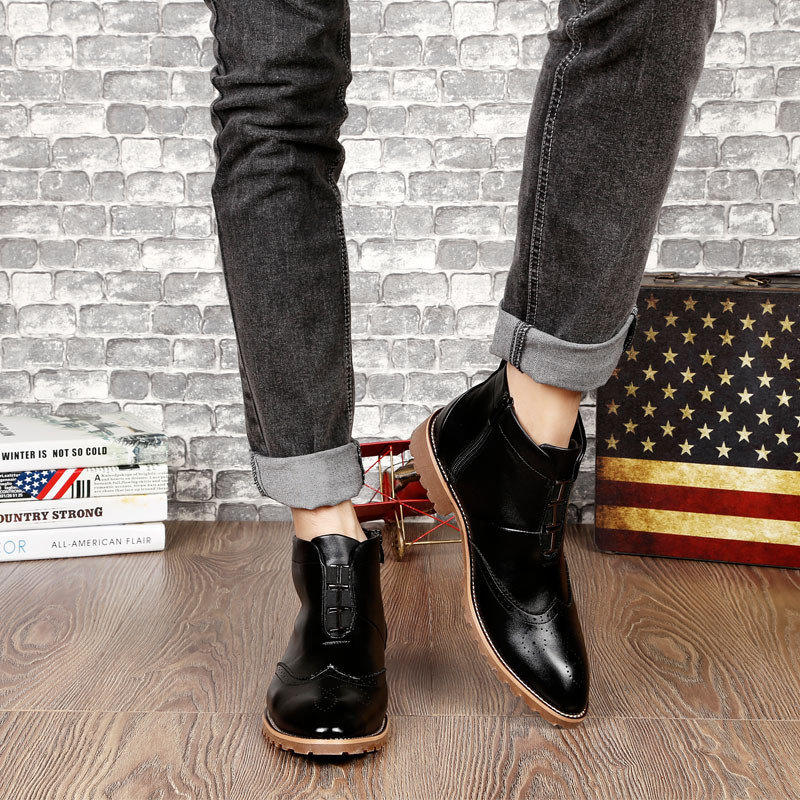 Pointed Toe Clean Casual Style Men Ankle Boots