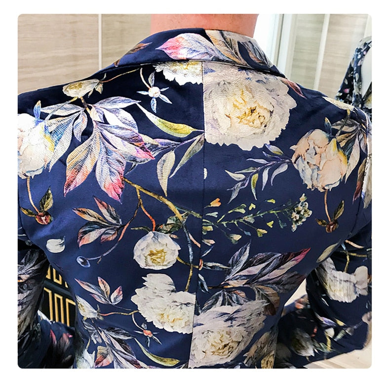 Flower Bloom New Pattern Slim Fit Style Men Blazer