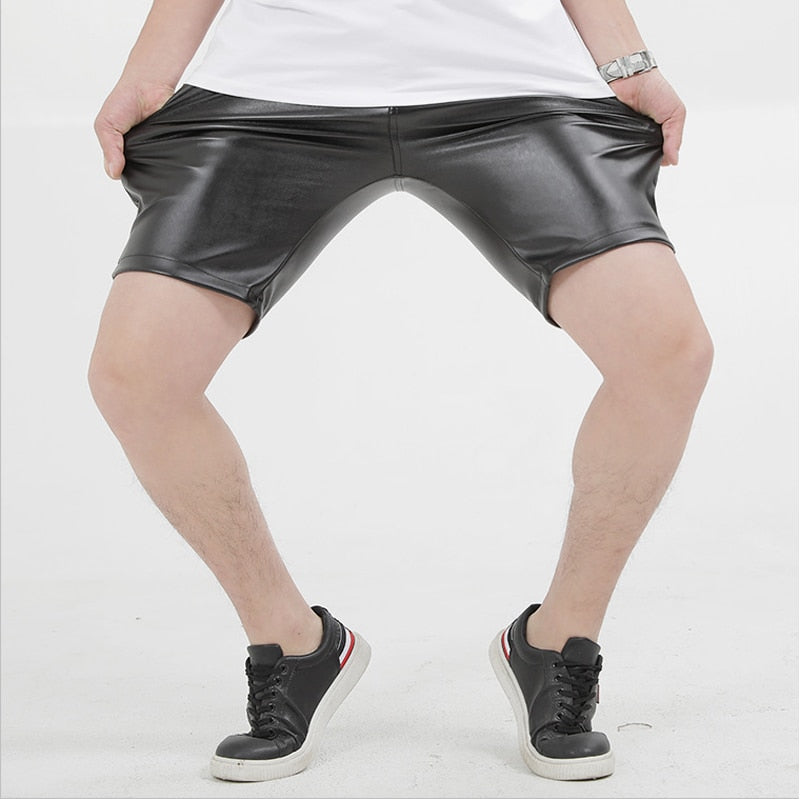 Pocket Faux Leather Shorts Elastic Shorts