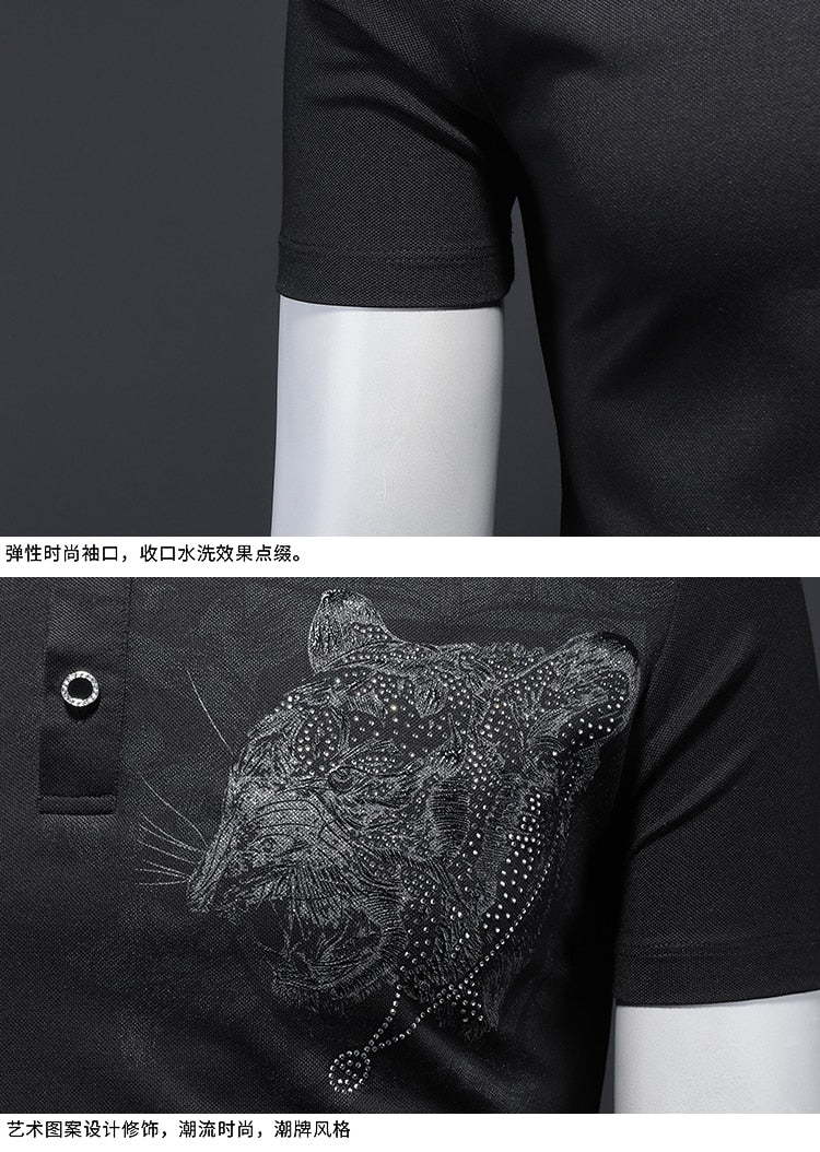 Tiger Head Drilling Style Polo Shirt