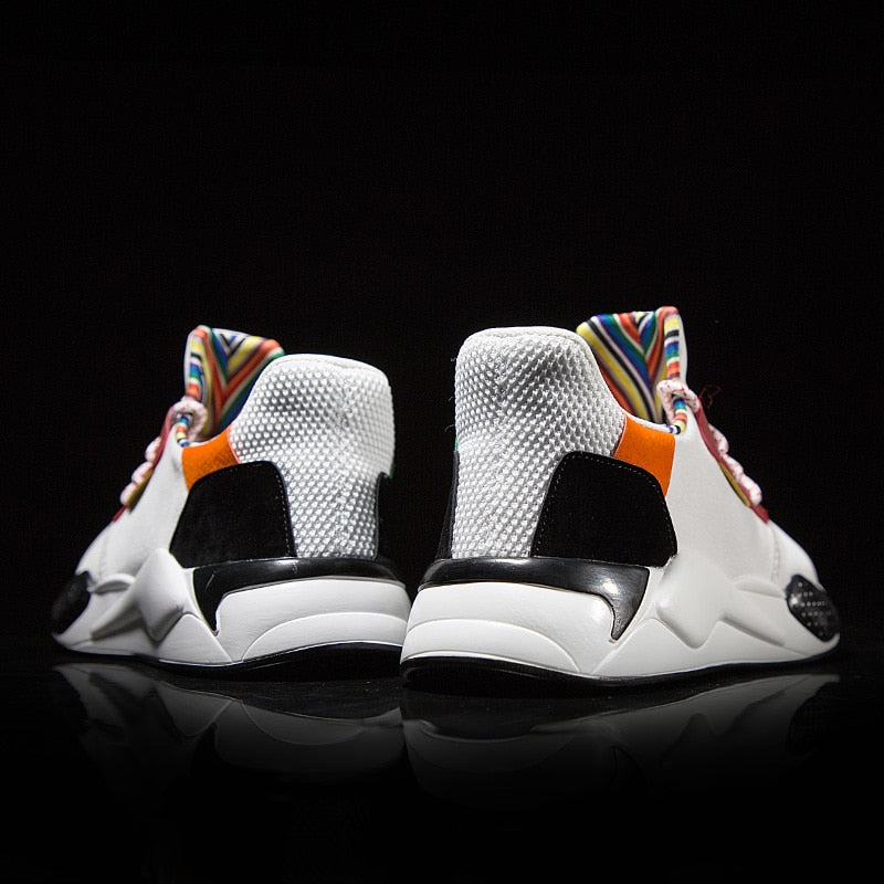 Casual Breathable PU Leather Mix Colors Men Sneakers