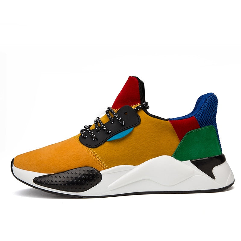 Casual Breathable PU Leather Mix Colors Men Sneakers
