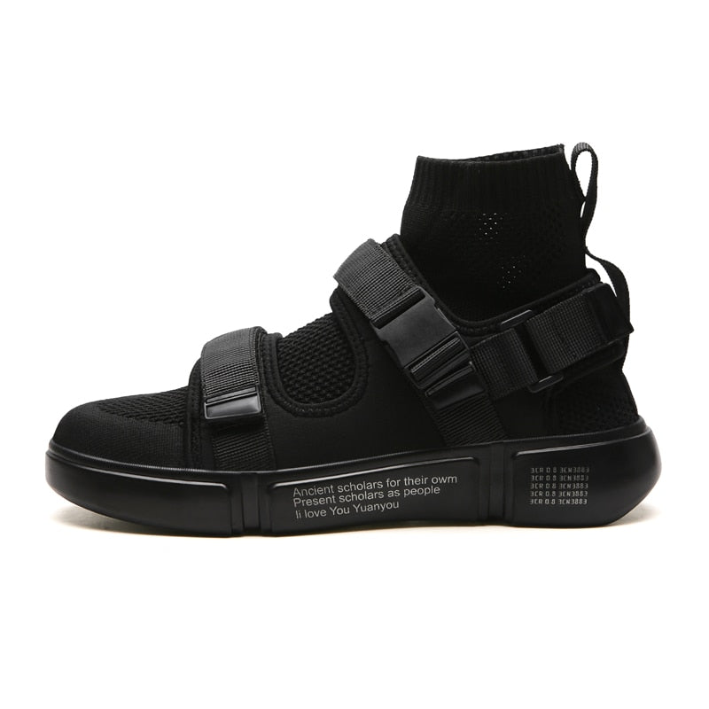 High Top Casual Socks Buckle Breathable Thick Bottom Style Men Sneaker