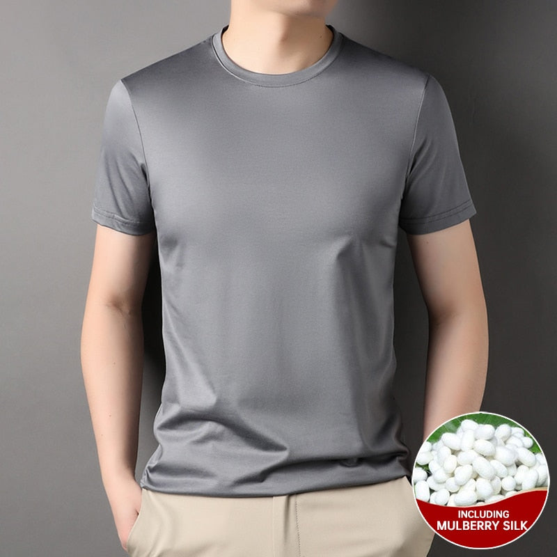 Mulberry Silk Solid O-Neck T-Shirt