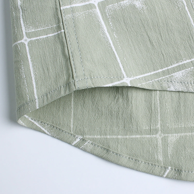 Business Style Collar Button Plaid Men Long Sleeves Shirt - FanFreakz