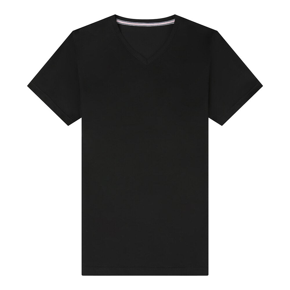 Solid V-Neck Smooth Cotton T-Shirt