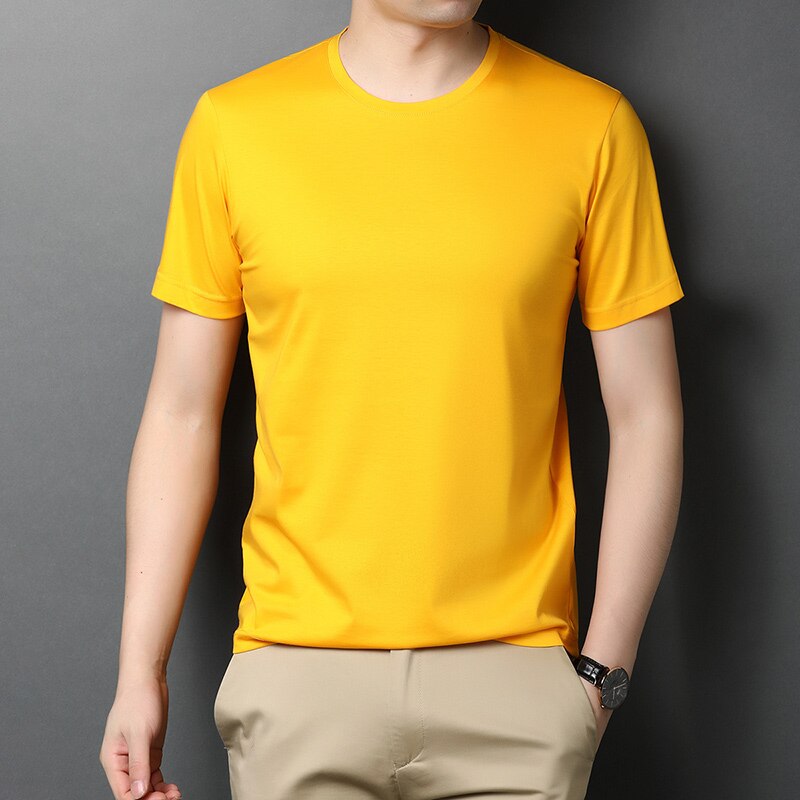 Solid V-Neck Smooth Cotton T-Shirt