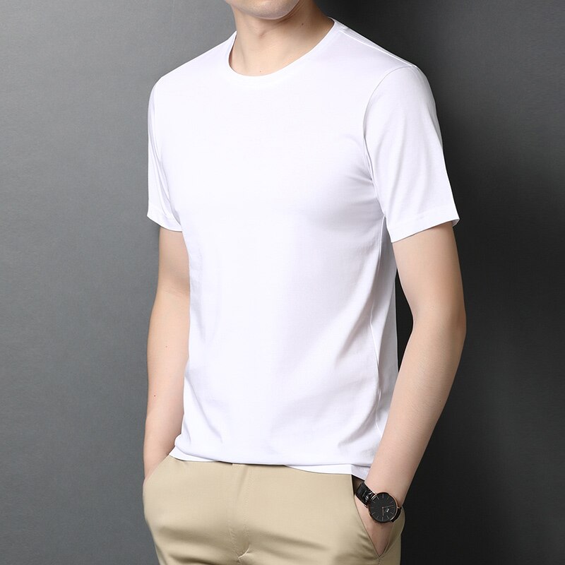 Solid V-Neck Smooth Cotton T-Shirt
