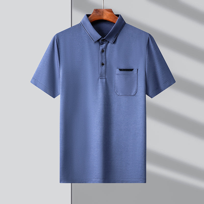 Solid Cotton Blends Short Sleeve Polo Shirt