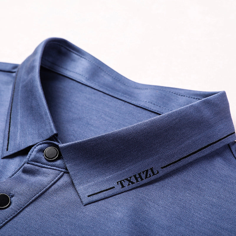 Solid Cotton Blends Short Sleeve Polo Shirt