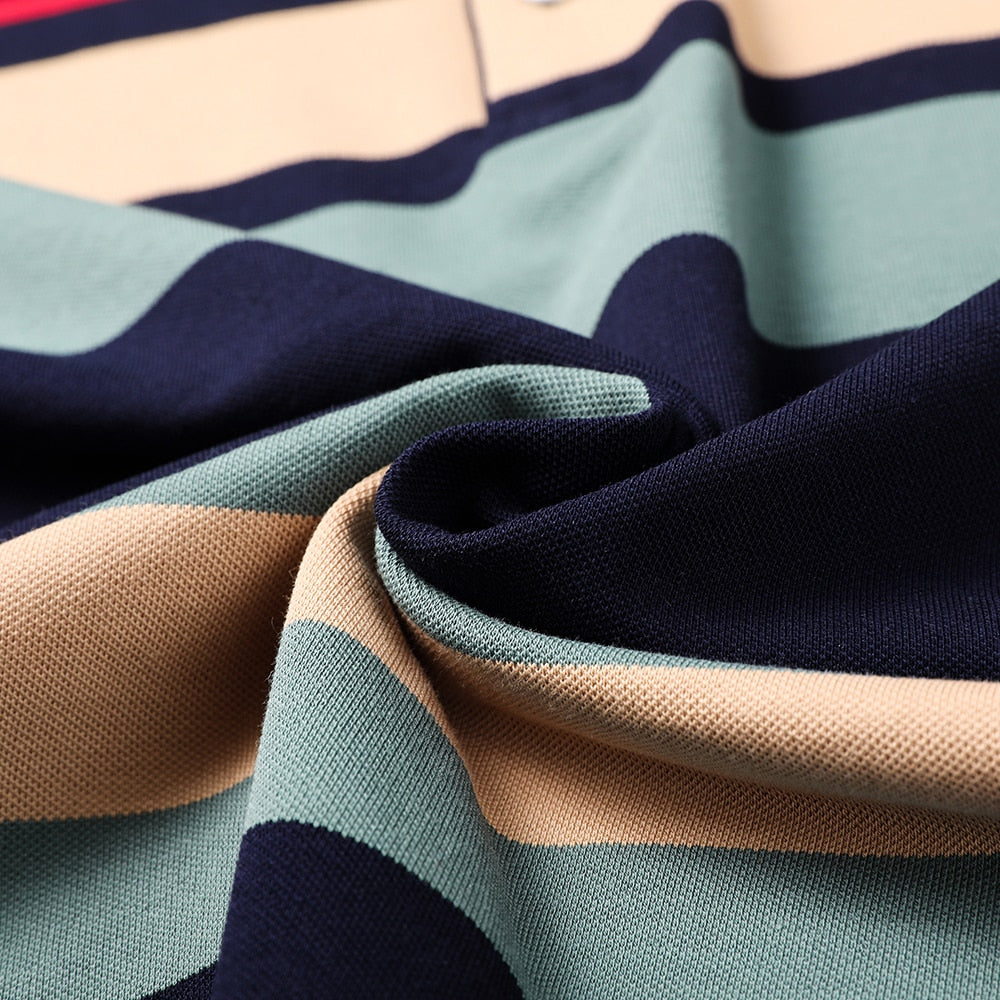 Irregular Multi-Color Horizontal Striped Polo Shirt