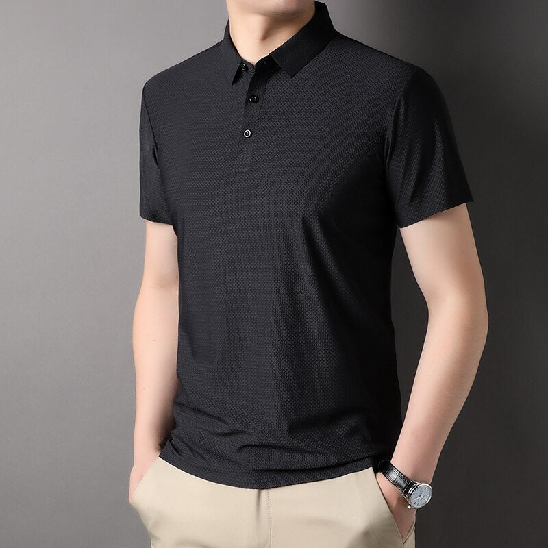 Plain Casual Turn Down Collar Polo Shirt