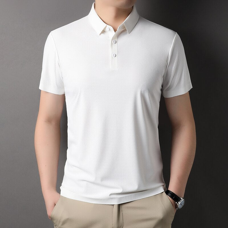 Plain Casual Turn Down Collar Polo Shirt