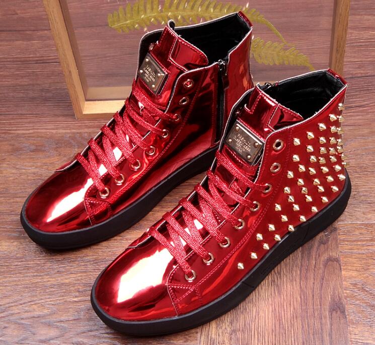High Top British Style Rivet Shoes Men Casual Sneaker