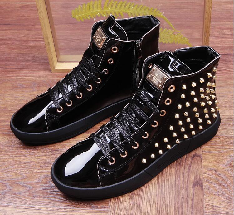 High Top British Style Rivet Shoes Men Casual Sneaker