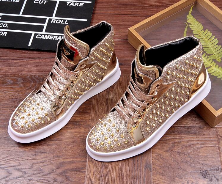 High Top British Style Rivet Shoes Men Casual Sneaker