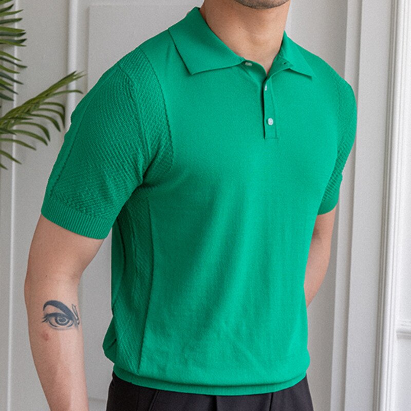 Solid Color Button Polo Shirt