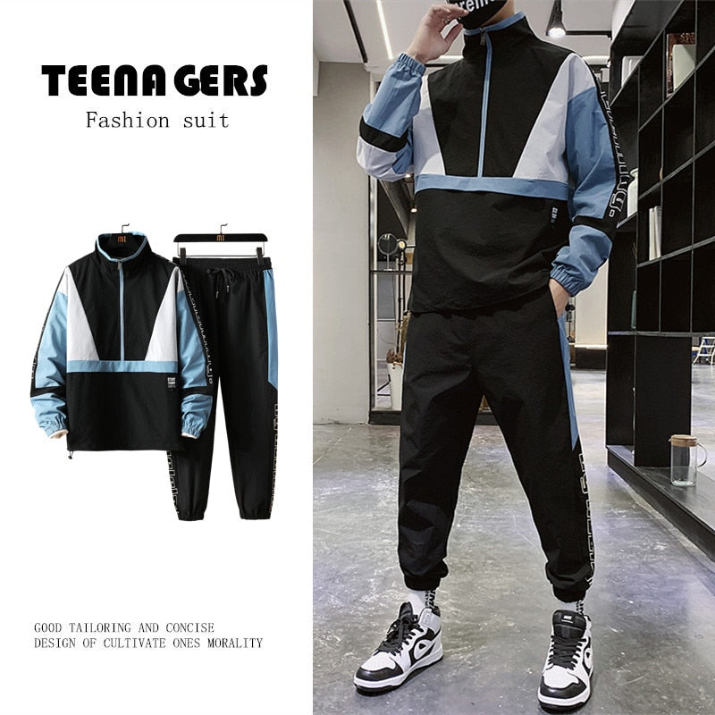 Mandarin Collar Sporty Set Jacket and Pant