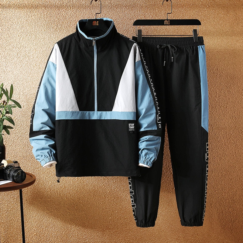 Mandarin Collar Sporty Set Jacket and Pant