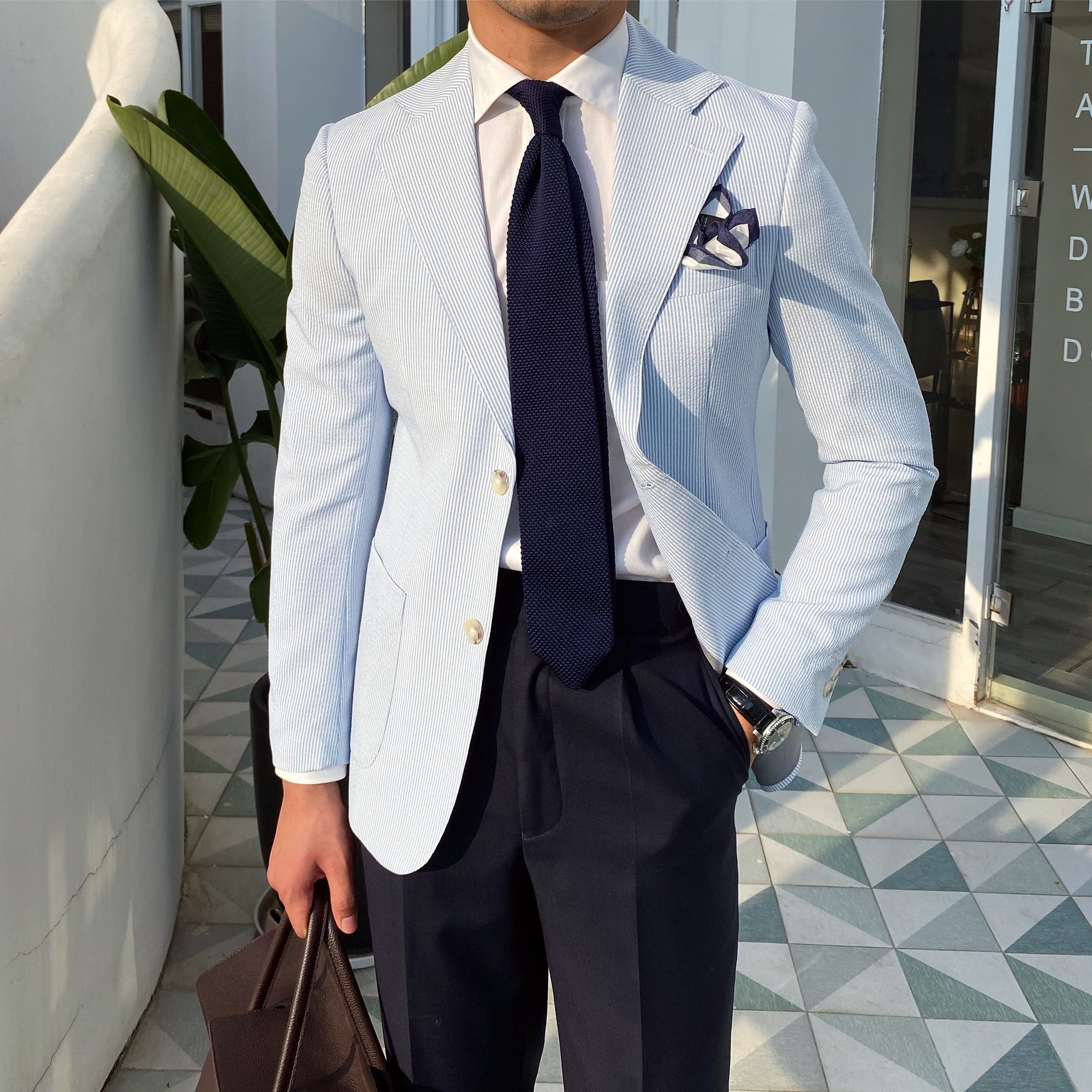 Light Blue Slim Fit Office Blazer