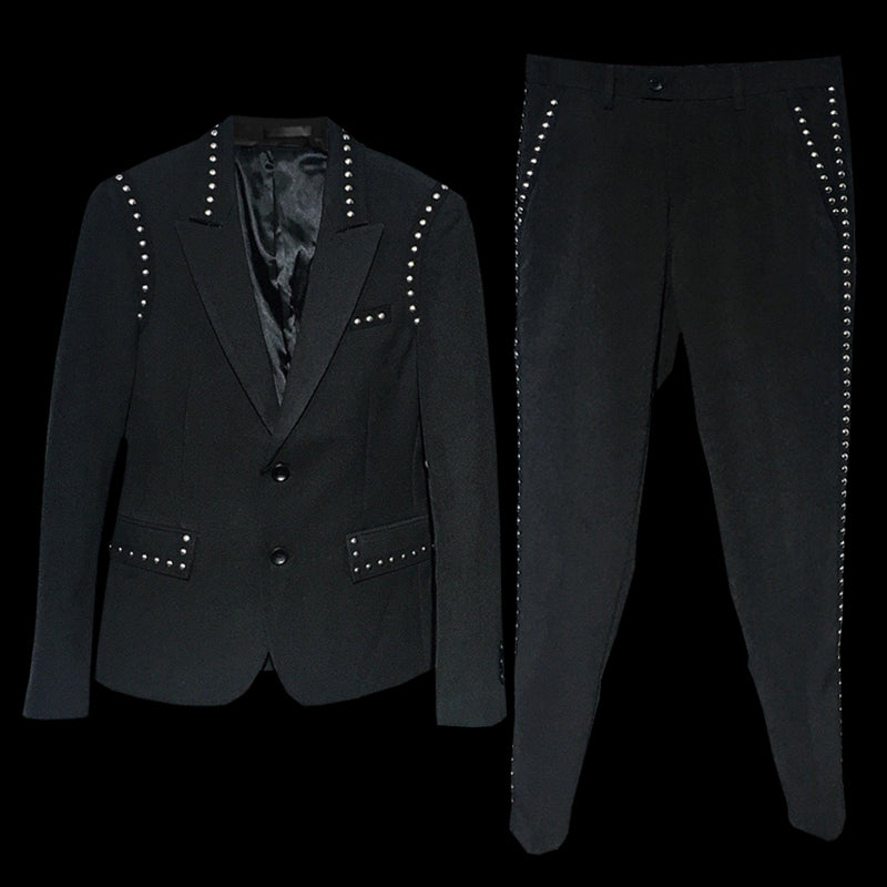 Slim Fit Rivet Lines Men Two Pieces Set
