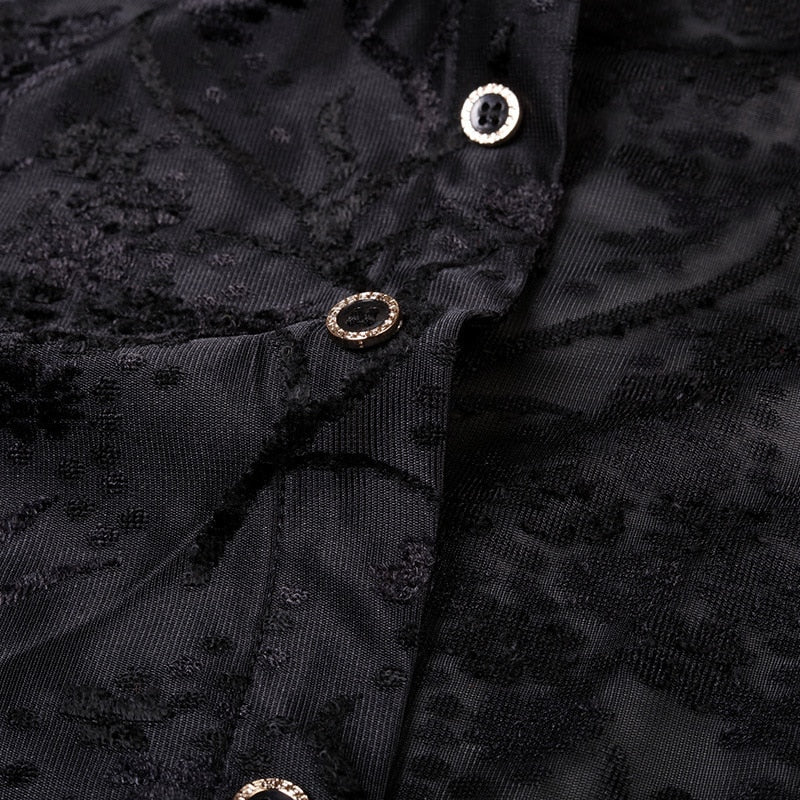 Floral Abstract Pattern Men Semi Sheer Shirt