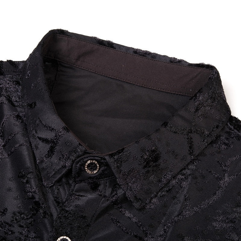 Floral Abstract Pattern Men Semi Sheer Shirt