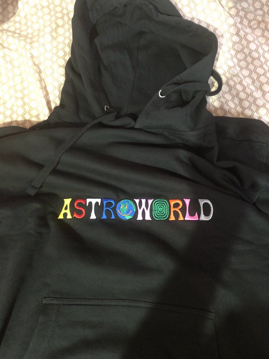 Astroworld Rainbow Embroidery Men Pocket Hooded Sweater