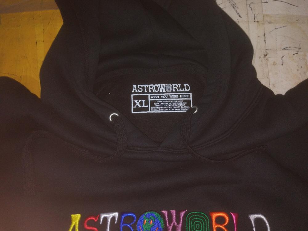 Astroworld Rainbow Embroidery Men Pocket Hooded Sweater