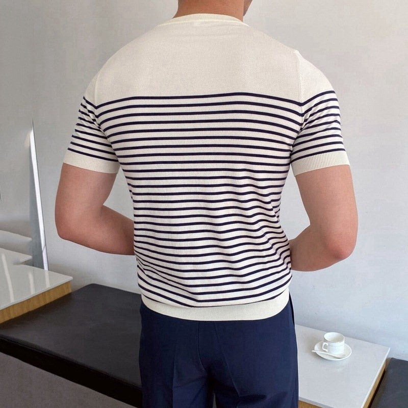 Stripe Cotton Short Sleeve T-Shirt