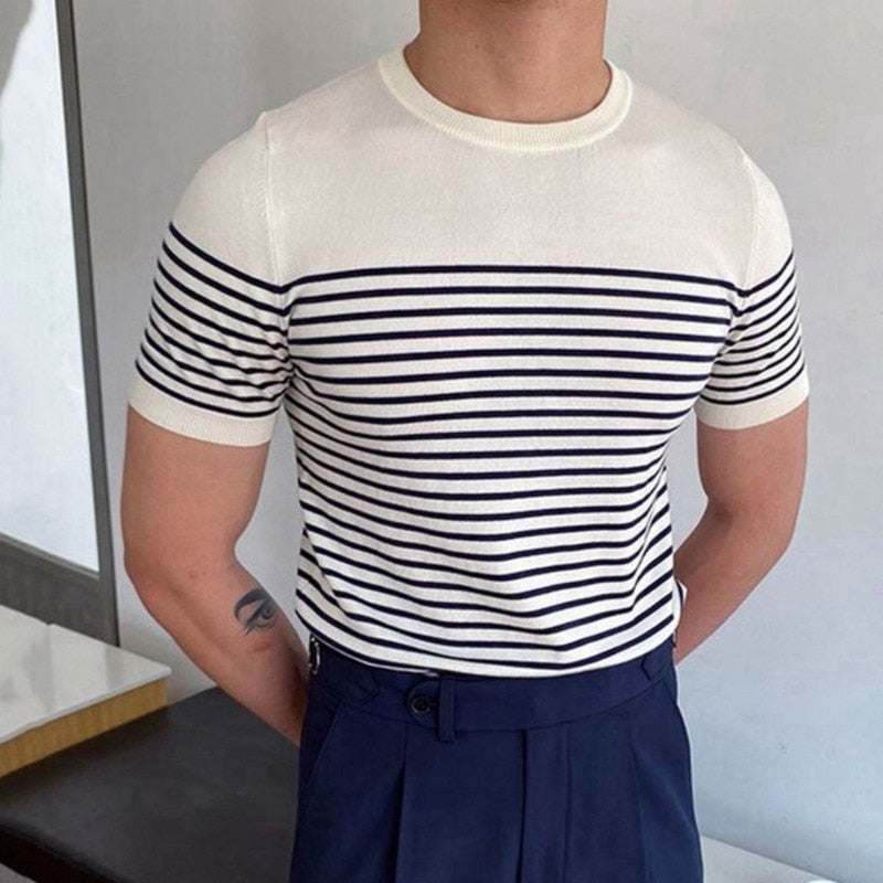 Stripe Cotton Short Sleeve T-Shirt