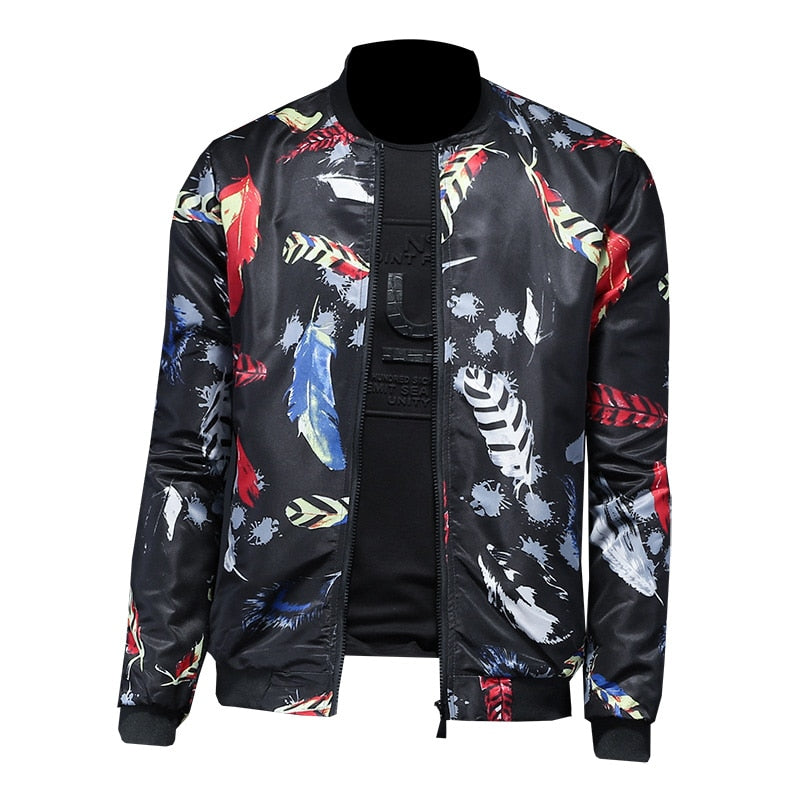 Colorful Feather Printed Jacket