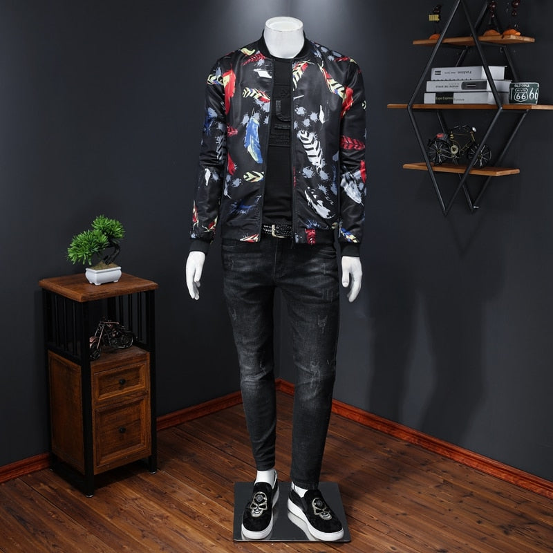 Colorful Feather Printed Jacket