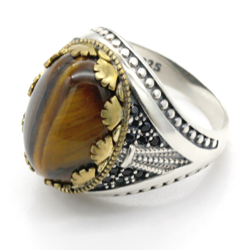 Sterling Silver Marine Onyx Stone Men Fashion Ring