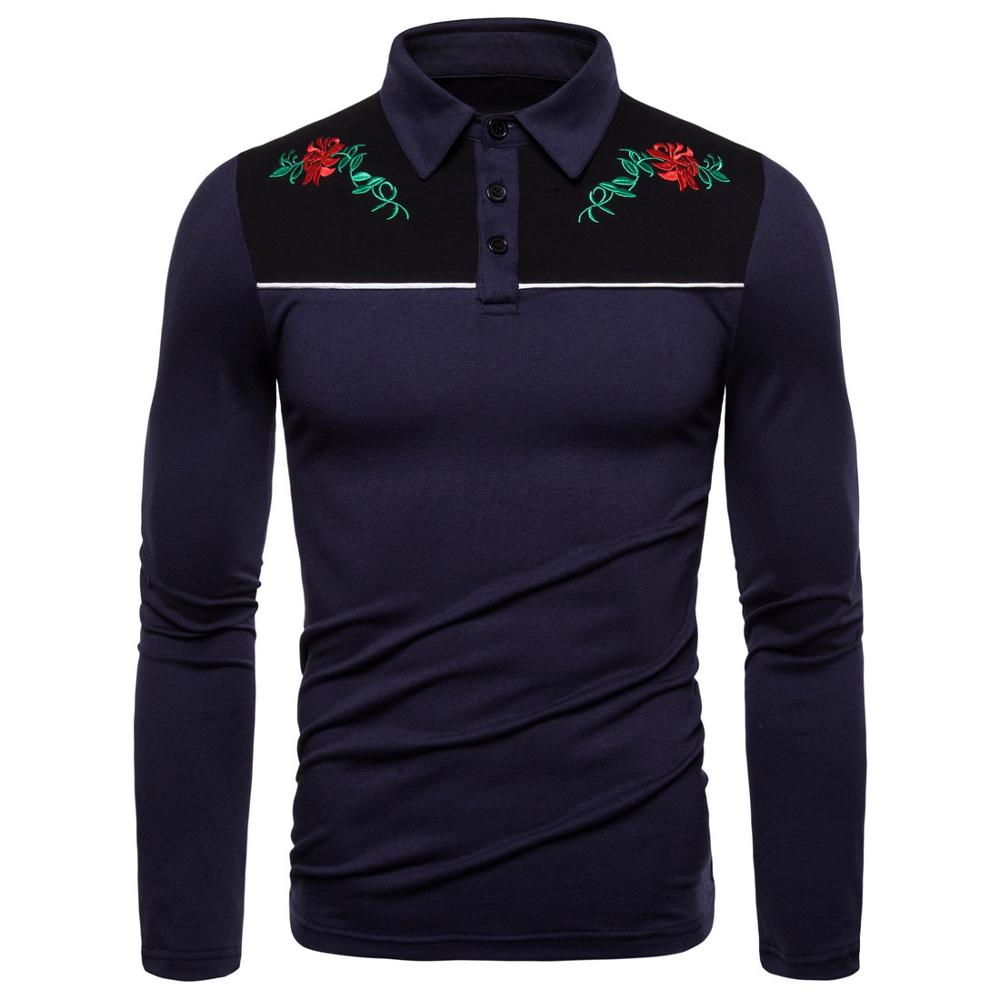 Flower Embroidery Patchwork Long Sleeve Shirt