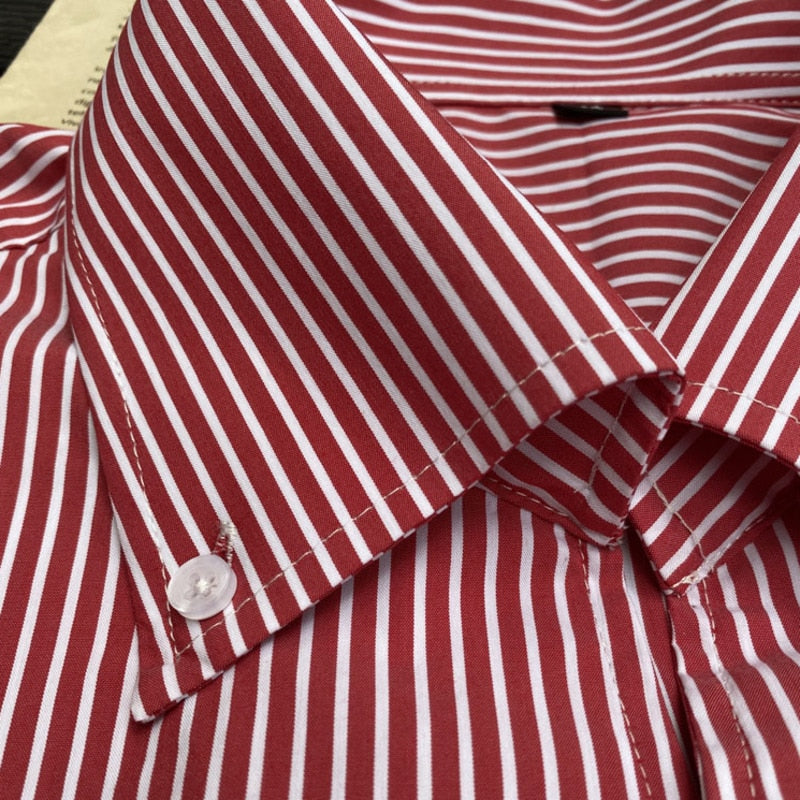 Two-Tone Vertical Stripes Casual Dress Shirt