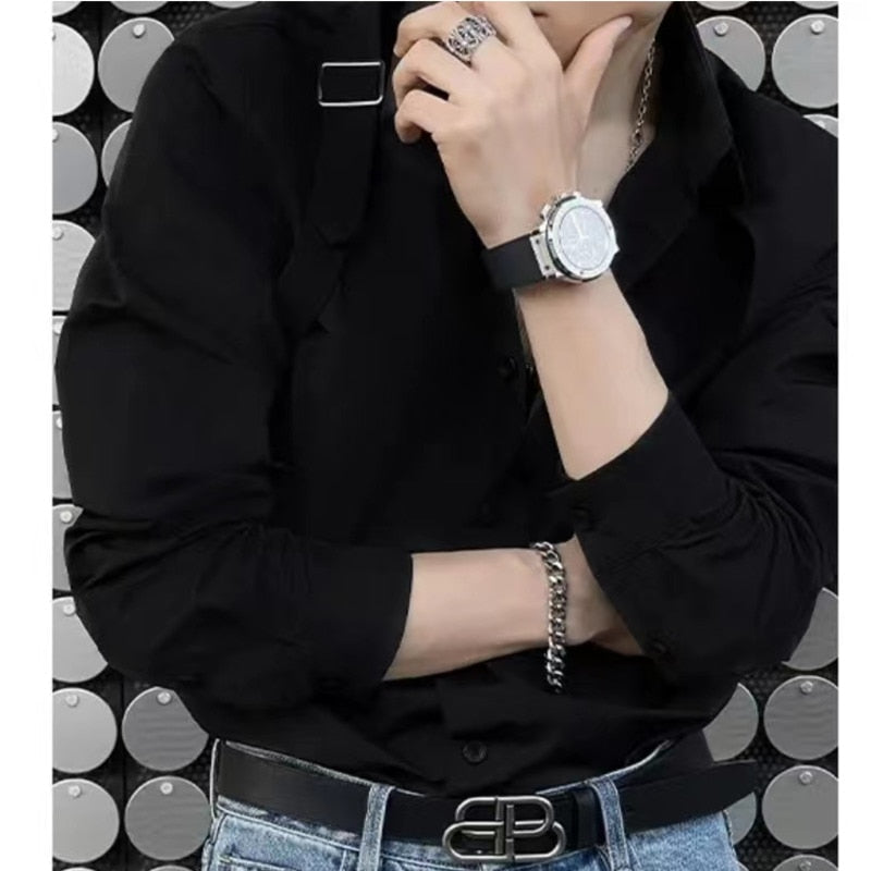 Monochrome Side Shoulder Strap Shirt