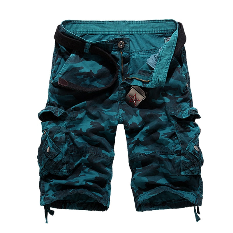 Camouflage Button Fly Cargo Shorts