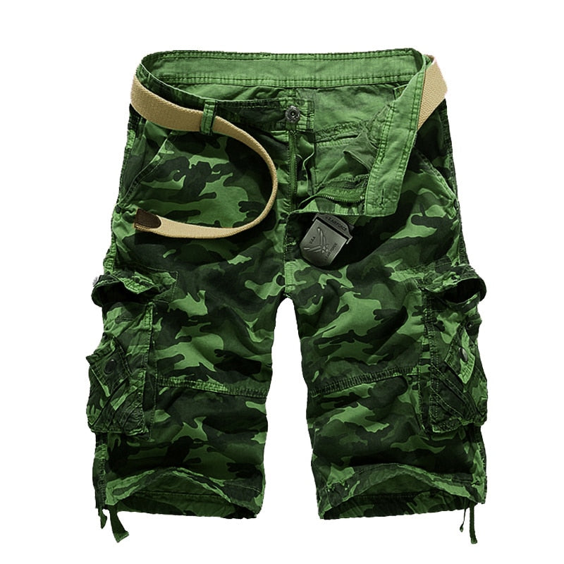 Camouflage Button Fly Cargo Shorts
