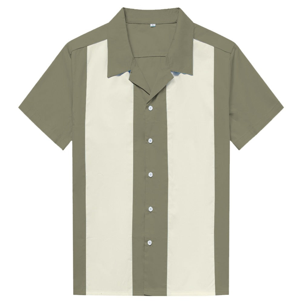 Vertical Striped Bicolor Men Casual Button Down Shirt